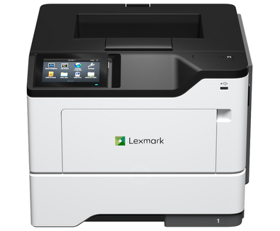 Close-up of the Lexmark MS632dwe's intuitive touchscreen interface.