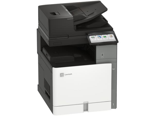 Right-angled view of the Lexmark CX963se printer, showing its compact form and streamlined structure for business environments.