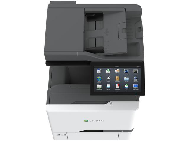 Lexmark CX735adse front view showing touchscreen and compact design.